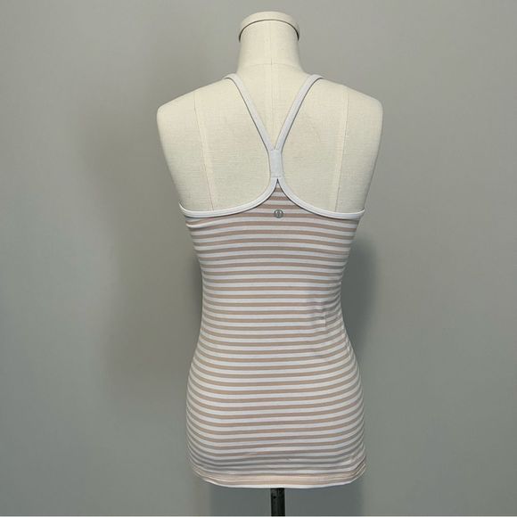 Lululemon Power Y Tank Top Narrow Bold Stripe White Nude - Picture 11 of 16